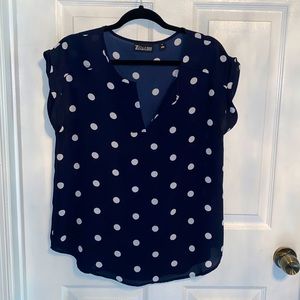 NY & Co Navy With White Polka dots Blouse